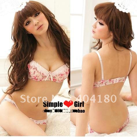 Snow Spinning Small Broken Flower Bud Silk Edge Sexy Lovely Bra Underwear Suit