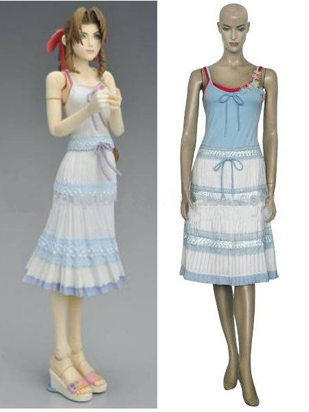 Final VII Yuffie Kisaragi Cosplay Light Blue Fantasy Costume