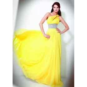 Formal Gown Evening Floor-Length Sexy A-Line Yellow Bridal Wedding Dresses