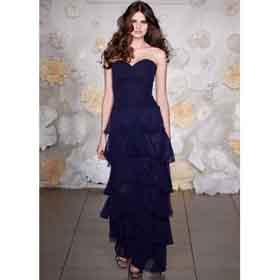 Dark Blue With Many Layers Sleeveless Ankle-Length Wedding Dresses