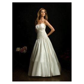 Church Court Train Classic & Timeless Strapless Satin Appliques Draped Ivory Wedding Dresses