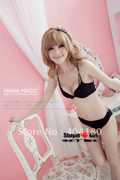 Cross of Behind with Metal Buckles Decorated Before Pure Color Sexy Underwear Bra Gathered Suit