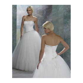 Tulle Bridal Beaded Strapless Neckline Ruched Bodice with Floor Length Ball Gown Wedding Dresses