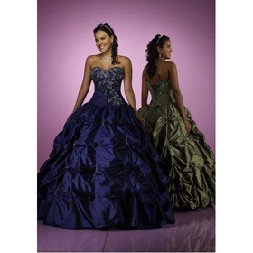 Sweetheart Neckline Ball Gown Asymmetrical Pick Up Floor Length Skirt Taffeta Quinceanera Wedding Dress