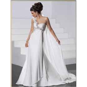 One Shoulder White Satin & Halter Ankle-Length Wedding Dresses