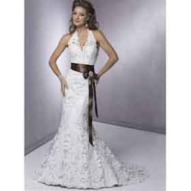 Custom Made Noble Free Shipping Mermaid Lace Halter V-Neck Sleeveless Wedding Dresses For Bride
