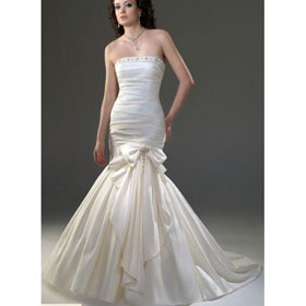 Custom Made Noble Free Shipping Mermaid Satin Court Train Strapless Sleeveless Wedding Dresses For Bride