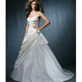 A-Line Ivory Satin Flower Princess Wedding Dresses Floor-Length Formal Gown