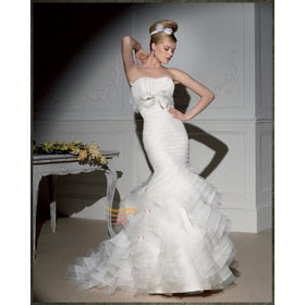 Freeshipping Hot-sale Trumpet Off-shoulder Satin Floor-length Wedding Dress 5210