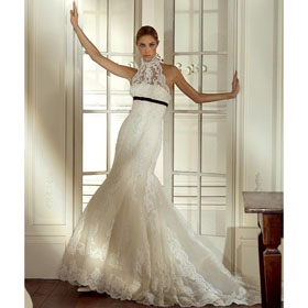 Ankle-Length Tulle Halter Maternity Wedding Dress Mermaid Wedding Gown
