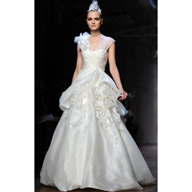 Empire Embroidered Cap Sleeve Design Floor Length Celebrity Dresses