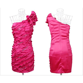 Above Knee Draped One-Shoulder with Flower 100% Cotton Zipper Homecoming Dresses