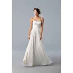 Ivory / White A-Line Applique Sleeveless Spaghetti Zipper Up Empire Weddings Dresses