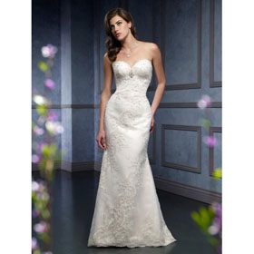 Floor-length Off-the-shoulder Appliques Lace-up Empire Wedding Dresses