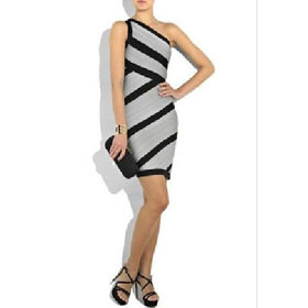 Sexy One-Shoulder Bandage Design Short Cocktail Celebrity Dresses