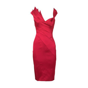 Unique Red Sexy Satin Slim Knee Length Evening Dress