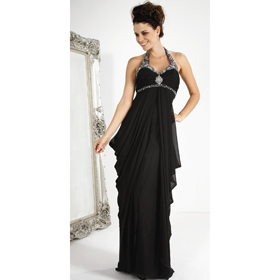 Black Tulle & Halter Floor-length Celebrity Dresses