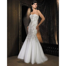 Chiffon Strapless Sleeveless Backless Zipper Floor-Length Mermaid Wedding Dresses