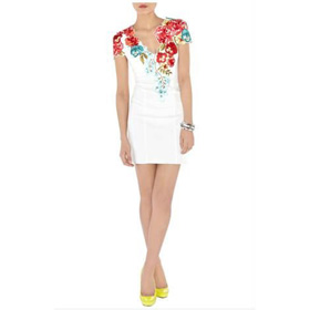 Perfet Floral Embroidered Shift White Color Evening Dresses