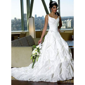 V-neck Straps Tail Custom-Made Wedding Gown