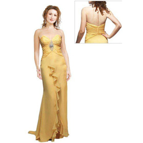 Sleeveless Design Light Yellow Color Formal Chiffon Style Celebrity Dress