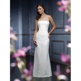 A-line Ankle-length Strapless Satin Chiffon Zipper Empire Wedding Dresses