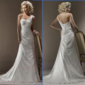 HS9922 Classic Free Shipping 100% Guaranteed Floor-length A-line One Shoulder Strap Taffeta Bridal Dress