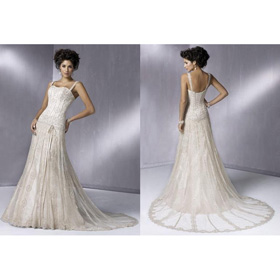 WD-0617 Free Shipping A-Line Gorgeous Bridal Watteau Train Wedding Dresses