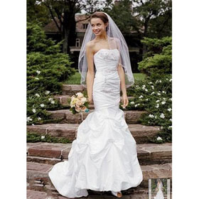 Custom Made Gorgeous Free Shipping Mermaid Taffeta Chapel Train Strapless Sleeveless Wedding Dresses For Bride