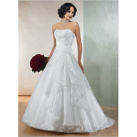 New Style Strapless Chiffon Tulle Ivory Bridal Wedding Dress
