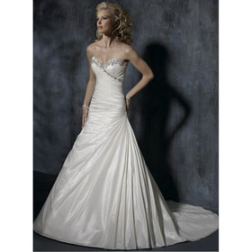 OL-0054 Freeshipping Gorgeous A-line Bridal Watteau Train Wedding Dresses