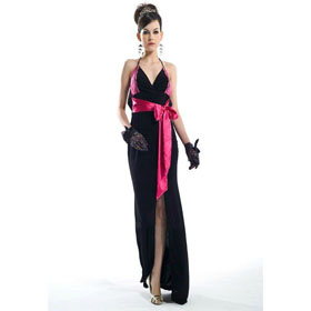 2010 Black Suspenders Evening Dress Split Long Elegant Evening Gown Sexy Evening Dress 21616