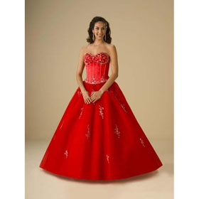 Sweetheart Style Satin Unique Red Floor-Length Wedding Dresses