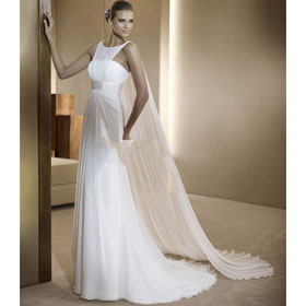 ELENA'S 2011 Collections Amazing Sleeveless Beaded Chiffon Watteau Train Empire Waist Bridal Dress, Wedding Dresses Gown