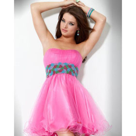 Pink Organza Sweetheart Sleeveless Backless Stack-up Beading Short Homecoming Dresses