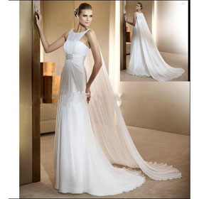 EU255 Style Chiffon Watteau Train Bridal Dress