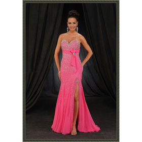 Pink Sweetheart Beading Mermaid Trumpet Trail Prom Dresses