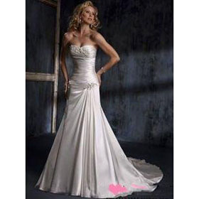 Floor-length Sleeveless Dropped Bateau Elastic Silk-like Satin Chic Luxury Wedding Dresses