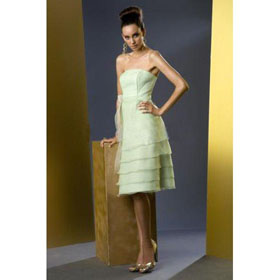 Strapless Sashes / Ribbons Tulle Tiered Knee-length Wedding Dresses