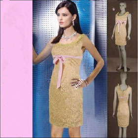 Gold Straps Sashes / Ribbons Knee-length Lace Zipper Wedding Dresses