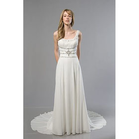 A-Line Straps Sleeveless Beading Sequins Sleeveless Zipper Up Dropped Empire Wedding Dresses