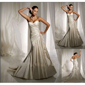 Sheath Ruffle Sweetheart Neck Strapless Bridal Gown