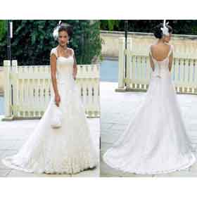Embroidery & Lace Court Train White Plus Size Wedding Dresses