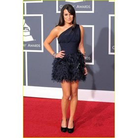 Chiffon & Tulle Black One Shoulder Celebrity Dresses