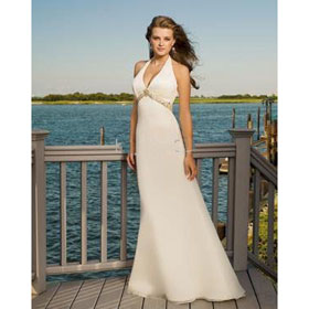 White Ruffles Straps V-neck Floor-length Crystal Floor-length Wedding Dresses