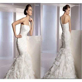 2011 Ivory Satin Mermaid Gown Wedding Dress