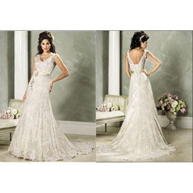 WD-0745 Free Shipping A-Line Gorgeous Bridal Watteau Train Wedding Dresses