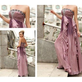Simple and Elegant Strapless Sleeveless Chiffon and Satin Empire Wedding Dresses
