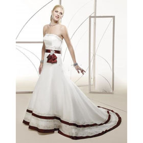 A-Line Strapless Stylish Embroidery Floor-Length Wedding Dresses