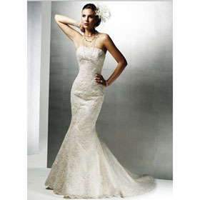 Custom Made Gorgeous Sexy Mermaid Lace Court Train Sleeveless Strapless Wedding Dresses For Bride